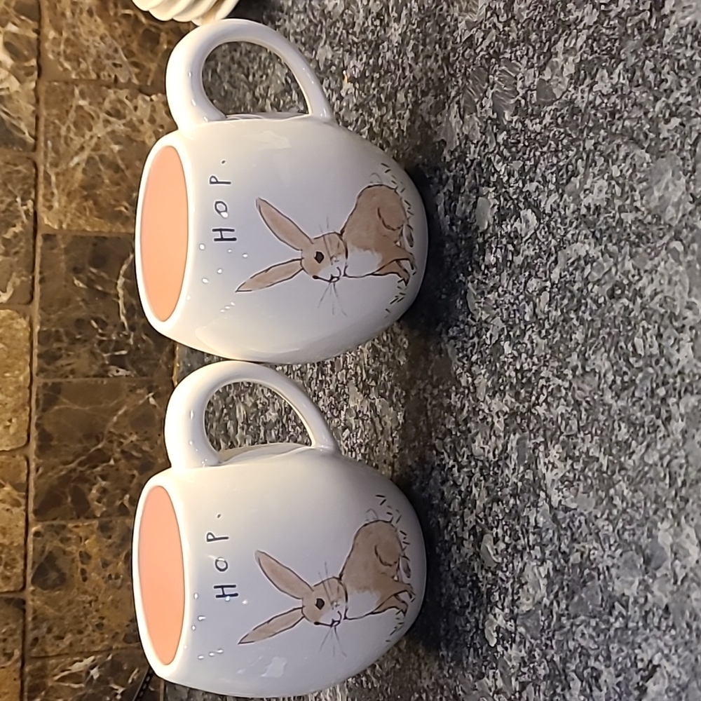 Rae Dunn Hop Bunny mugs, bundle of 2 - Picture 2 of 8